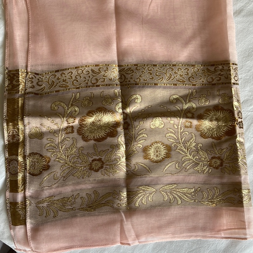 Soft pink and gold scarf/hijab